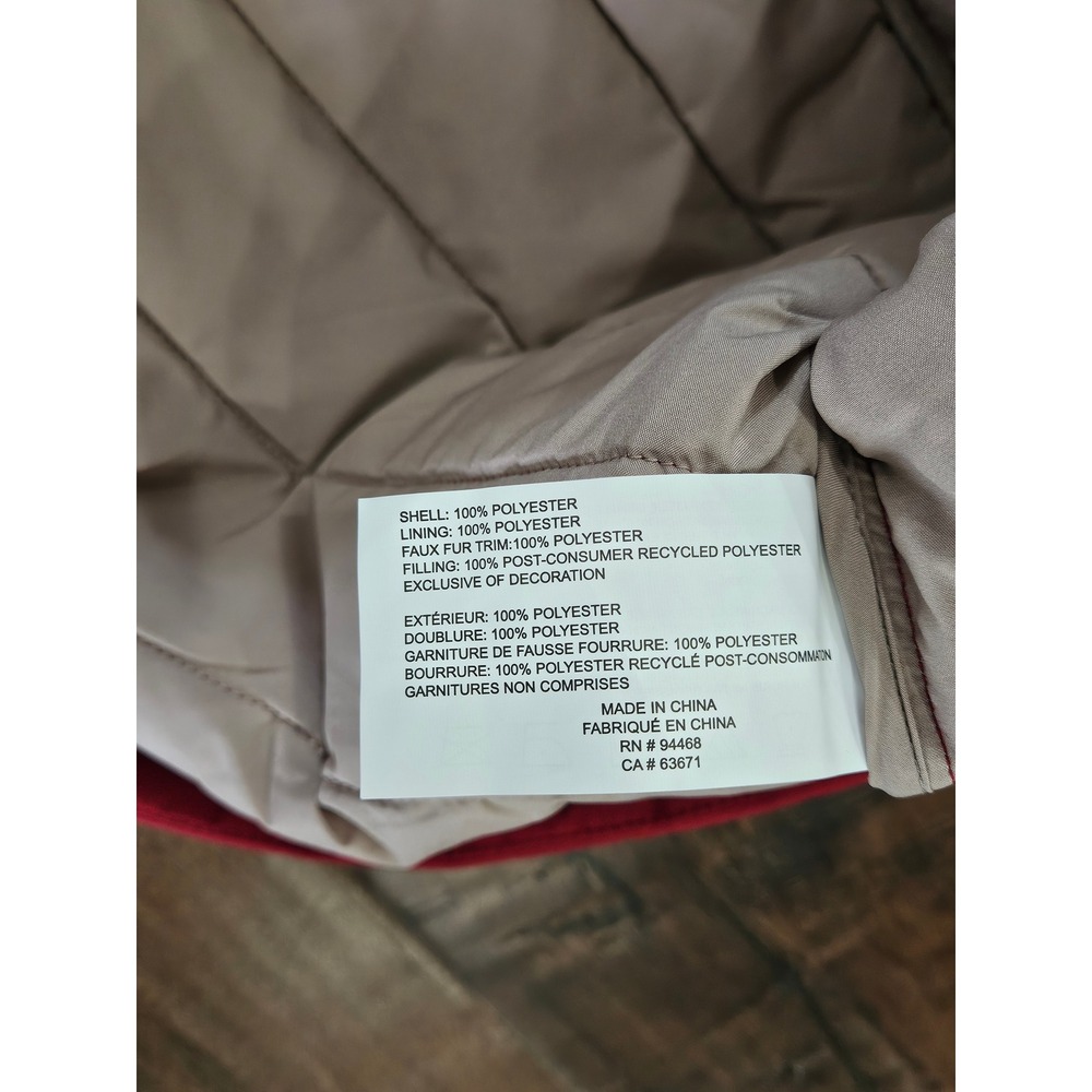 Cozy Sherpa Hood Lightweight XXL Red Colorblock Puffer Jacket Water Resit Coat - Picture 10 of 13